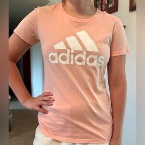 Adidas Women's Short-Sleeve Salmon Pink Amplifier Tee, Size Small